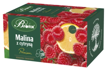 Herbata owocowa w kopertach BiFix Premium, malina z cytryną, 20 sztuk x 2g
