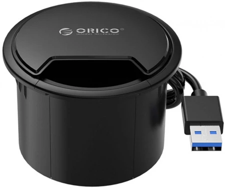 Rozgałęziacz biurkowy - Hub Orico, Hub 2x USB 3.1, 1x USB Typ-C, z kartą dźwiękową 5Gbps, czarny