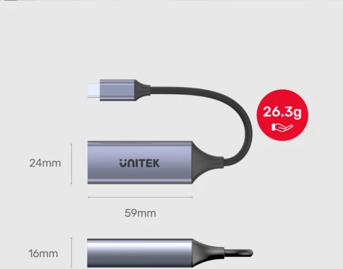 Adapter Unitek U1323A, RJ45 na USB 3.1 Gen 1, szary