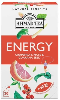 Herbata funkcjonalna w kopertach Ahmad Tea Energy Healthy Benefit, 20 sztuk x1,5g