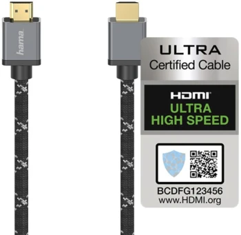 Kabel HDMI 2.1 Hama, Ultra High Speed 8K, 2m, szary