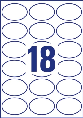 Etykiety Avery Zweckform, owalne, 63.5x42.3mm, 25 arkuszy, biały