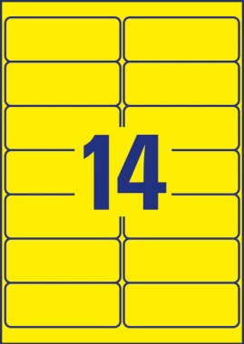 Etykiety neonowe Avery Zweckform, usuwalne, 99.1x38.1mm, 25 arkuszy, żółty