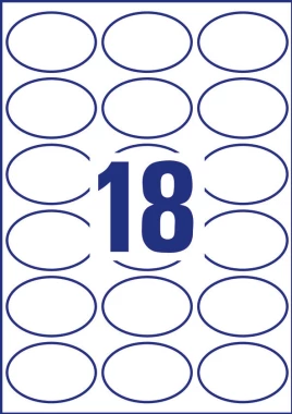Etykiety usuwalne Avery Zweckform, owalne, 63.5x42.3mm, 10 arkuszy, 180 sztuk, biały