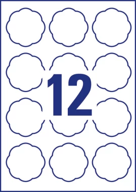 Etykiety usuwalne na słoiki Avery Zweckform, 60x59.5mm, 10 arkuszy, kształt kwiatu, biały