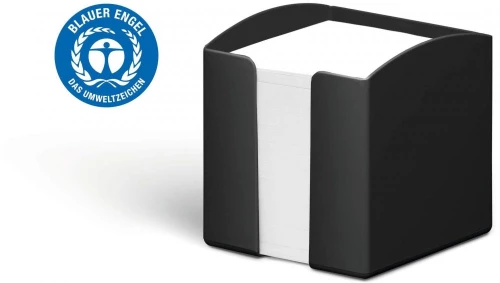 Pojemnik z białymi karteczkami Durable Eco, 100x105x100mm, 800 karteczek, czarny