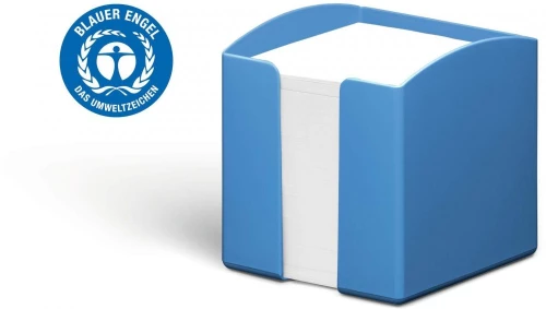Pojemnik z białymi karteczkami Durable Eco, 100x105x100mm, 800 karteczek, niebieski