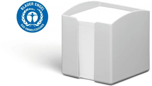 Pojemnik z białymi karteczkami Durable Eco, 100x105x100mm, 800 karteczek, szary