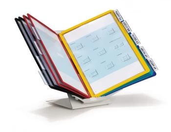 Uchwyt ścienny/stołowy Durable Vario Pro 10, z 10 panelami A4, mix kolorów