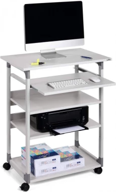 Stolik biurowy do komputera Durable System 75 VH, na kółkach, szary