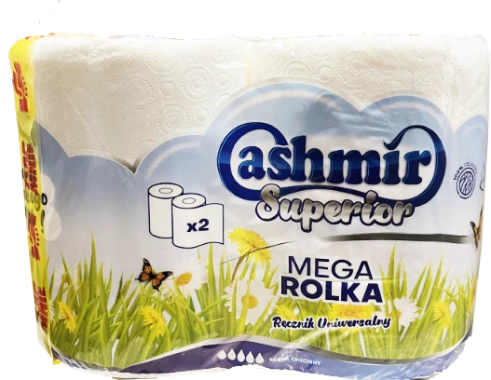 Ręcznik papierowy Cashmir Superior Mega Rolka, 2-warstwowy, w roli, 2 rolki, biały