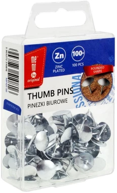 Pinezki MemoBe, w pudełku, 100 sztuk, srebrny