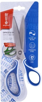 Nożyczki biurowe MemoBe, profilowane, ostrze 3D, 21cm, niebieski