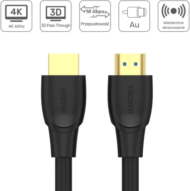 Kabel HDMI 2.0 Unitek C11068BK, High Speed 4K, 7m, czarny
