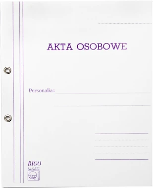 Teczka do akt osobowych Bigo, A4, 300g/m2, oczkowa, 5 części, 10 sztuk, biało-szary