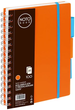 Kołonotatnik Grand NOTOBook, A5, w kratkę, 100 kartek, pomarańczowy
