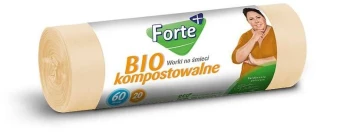 Worki na śmieci Bio kompostowalne Forte+,  60l, 20 sztuk, beżowy