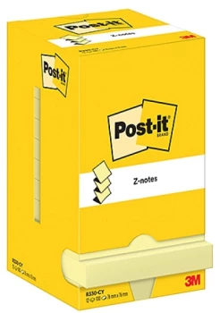 Karteczki samoprzylepne Post-It, Z-notes, R-330, 76x76mm, 12x100 karteczek, żółty pastelowy