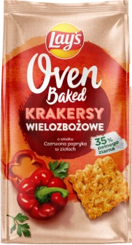 Krakersy wielozbożowe Lay’s Oven Baked, Crackers Paprika & Herbs, czerwona papryka w ziołach, 80g