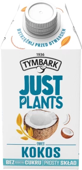 Napój owsiany Tymbark Just Plants, kokos, bez cukru, 0.5l
