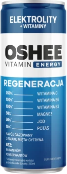 Napój gazowany Oshee Vitamin Recovery Elektrolity, mięta i cytryna, puszka, 250ml