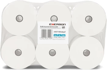 Rolka papierowa termiczna Emerson, 57mm x 100m, 50+/- 6g/m2, BPA Free, 6 sztuk, biały