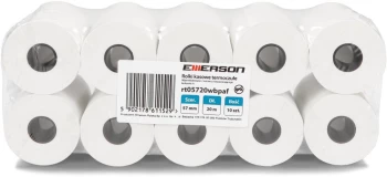 Rolka papierowa termiczna Emerson, 57mm x 20m, 50+/- 6g/m2, BPA Free, 10 sztuk, biały