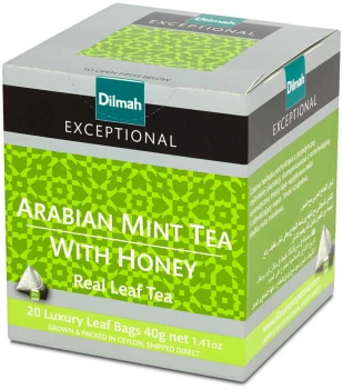 Herbata czarna aromatyzowana w piramidkach Dilmah Arabian Mint, mięta i miód, 20 sztuk x 2g