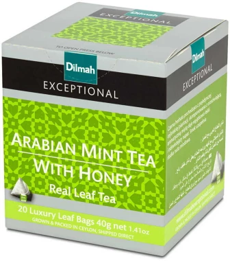 Herbata czarna aromatyzowana w piramidkach Dilmah Arabian Mint, mięta i miód, 20 sztuk x 2g