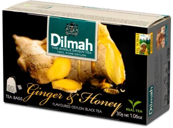 Herbata czarna aromatyzowana w torebkach Dilmah Ginger & Honey, imbir i miód,  20 sztuk x 1.5g
