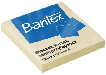 Karteczki samoprzylepne Bantex, 75x75mm, 100 karteczek, żółty