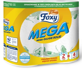 Ręcznik papierowy Foxy Mega, w roli, 2 rolki, biały