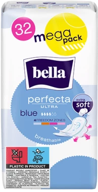 Podpaski Bella Perfecta Ultra Blue, extra soft, ze skrzydełkami, 32 sztuki