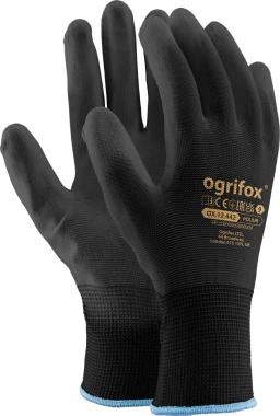 Rękawice powlekane Ogrifox Poliur, rozmiar 8, czarny