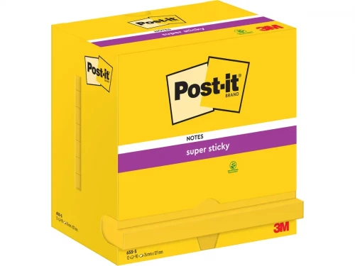 Karteczki samoprzylepne Post-it Super Sticky, 127x76mm, 12x90 karteczek, żółty neonowy