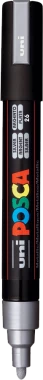 Marker z farbą plakatową Uni Posca PC-5M, okrągła, srebrny