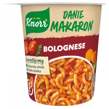 Danie w kubku Knorr Danie Makaron, bolognese, 60g