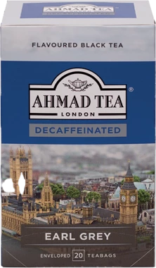 Herbata Earl Grey czarna w kopertach Ahmad Tea Decaffeinated, 20 sztuk x 2g