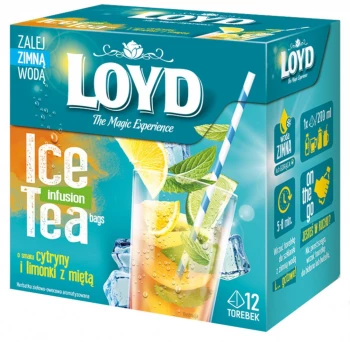 Herbata owocowo-ziołowa w piramidkach Loyd Ice Tea, cytryna/limonka/mięta, 12 sztuk x  2.5g