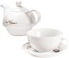 Zestaw do zaparzania herbaty Sir William’s Royal Duo (dzbanek 350ml + filiżanką ze spodkiem 200ml), porcelana, biały