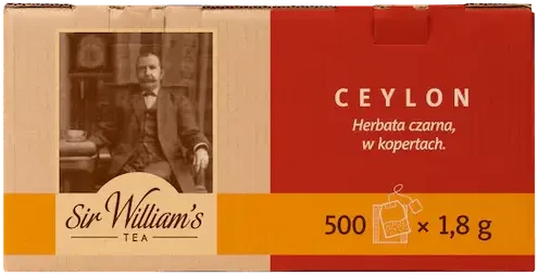 Herbata czarna w kopertach Sir William's Ceylon, 500 sztuk x 1.8g