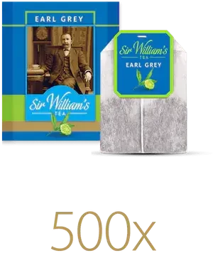 Herbata Earl Grey czarna w kopertach Sir William’s Tea, 500 sztuk x 2g