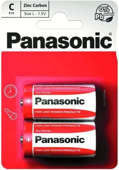 Bateria cynkowo-węglowa Panasonic, 1.5V, C/R14, 2 sztuki