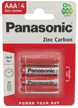 Bateria cynkowo-węglowa Panasonic, 1.5V, AAA/R3, 4 sztuki