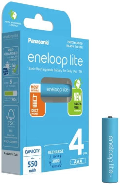 Akumulator Panasonic Eneloop Lite, AAA, 550 mAh, 4 sztuki