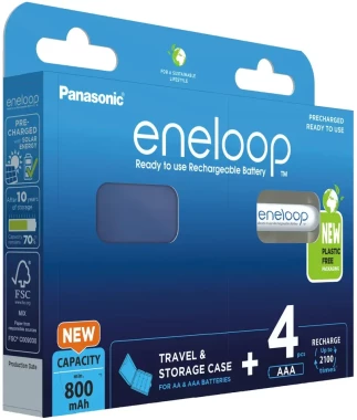Akumulator Panasonic Eneloop, AAA, 800mAh, 4 sztuki+ plastikowe etui