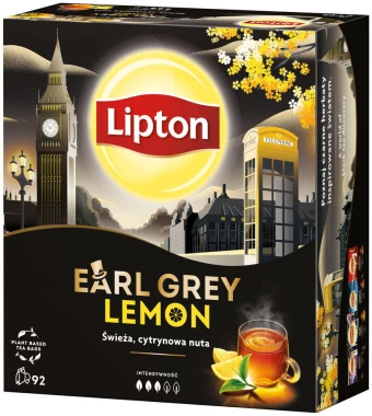 Herbata Earl Grey czarna w torebkach Lipton Lemon, 92 sztuk x 2g