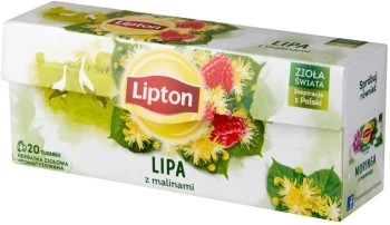 Herbata ziołowa w torebkach Lipton Zioła Świata, lipa z malinami, 20 sztuk x 0.9g