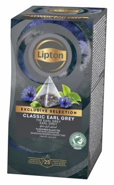 Herbata Earl Grey czarna w piramidkach Lipton Classic Exclusive Selection, 25 sztuk x 1.8g