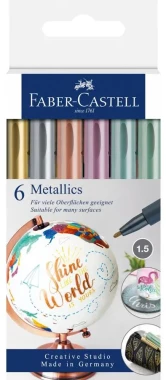 Pisak Faber Castell Metallics, okrągła, 6 sztuk, mix kolorów metalicznych